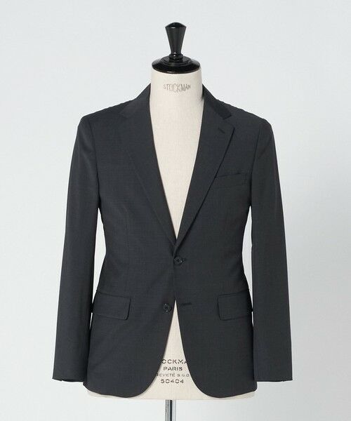 green label relaxing / グリーンレーベル リラクシング セットアップ | A+ TWPU トロピカル無地 2B スリム セットアップ ジャケット -ウォッシャブル・ストレッチ-（DK.GRAY）