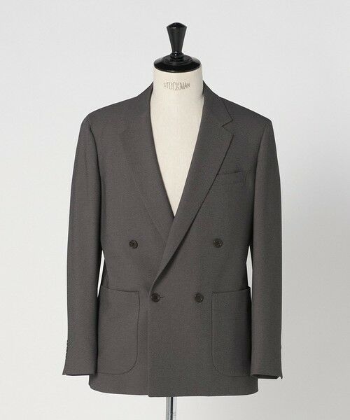 green label relaxing / グリーンレーベル リラクシング テーラードジャケット | A+ ポリエステル シャークスキン ダブルブレスト 4B スタンダード セットアップ ジャケット -ウォッシャブル・ストレッチ-（MD.BROWN）