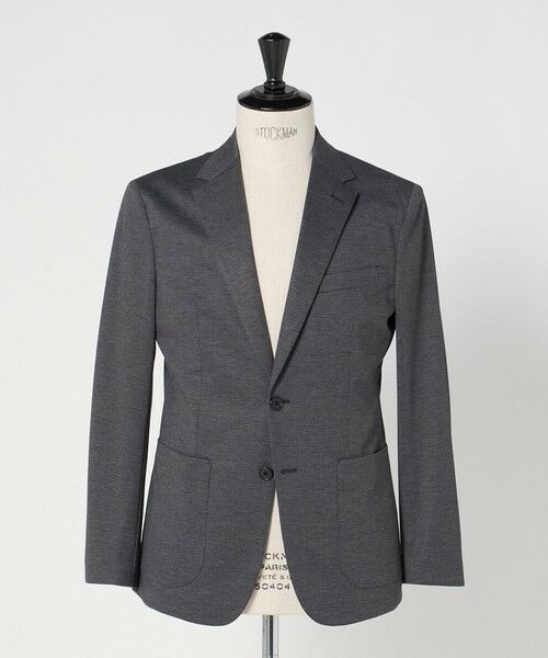 green label relaxing / グリーンレーベル リラクシング テーラードジャケット | A+ プリントジャージ 2B スタンダード セットアップ ジャケット -ウォッシャブル・ストレッチ-（DK.GRAY）