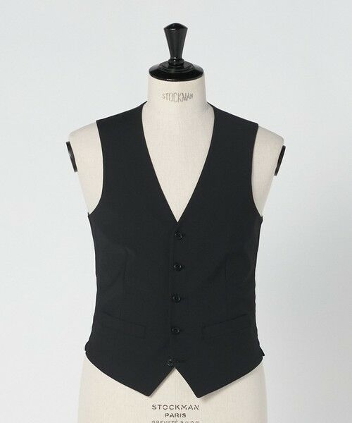 green label relaxing / グリーンレーベル リラクシング セットアップ | A+ TWPU トロピカル無地 スリム 5B セットアップ ベスト -ウォッシャブル-（BLACK）