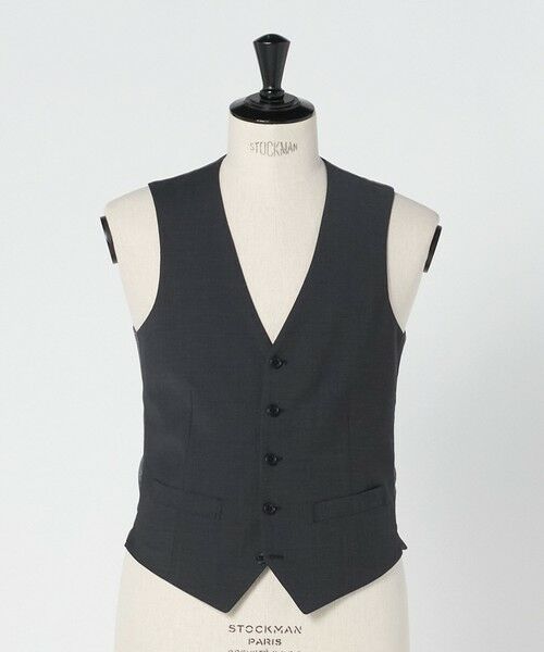 green label relaxing / グリーンレーベル リラクシング セットアップ | A+ TWPU トロピカル無地 スリム 5B セットアップ ベスト -ウォッシャブル-（DK.GRAY）