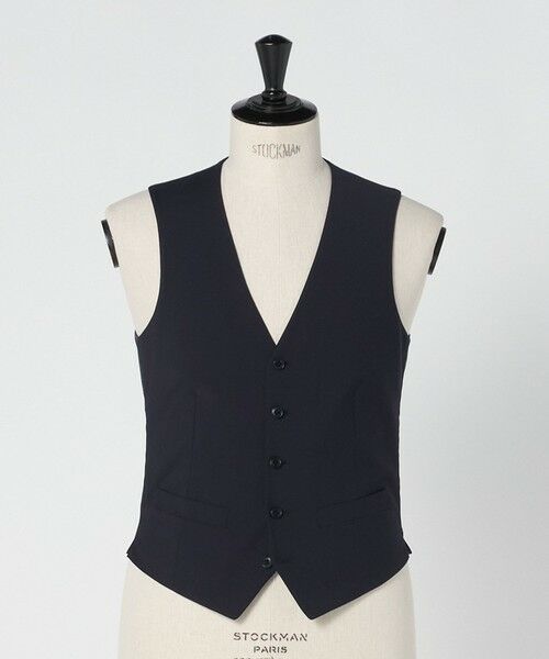 green label relaxing / グリーンレーベル リラクシング セットアップ | A+ TWPU トロピカル無地 スリム 5B セットアップ ベスト -ウォッシャブル-（NAVY）