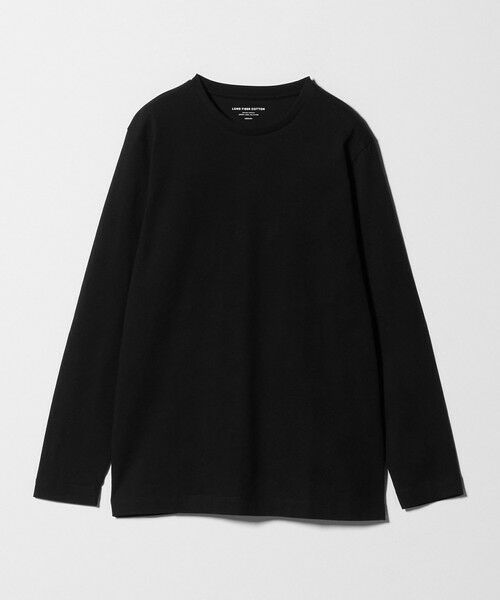 green label relaxing / グリーンレーベル リラクシング Tシャツ | LONG FIBER COTTON クリア クルーネック 長袖 Tシャツ（BLACK）