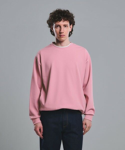 green label relaxing / グリーンレーベル リラクシング カットソー | アムンゼン ツイル クルーネック ロングスリーブ カットソー -UVカット・吸水速乾・抗菌-（PINK）
