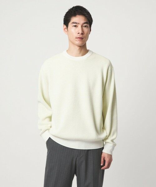 green label relaxing / グリーンレーベル リラクシング ニット・セーター | コットン リバー カノコ クルーネック ニット（WHITE）