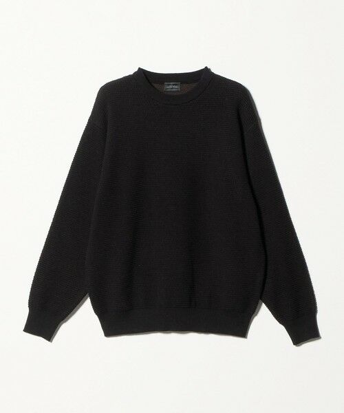 green label relaxing / グリーンレーベル リラクシング ニット・セーター | コットン リバー カノコ クルーネック ニット（BLACK）