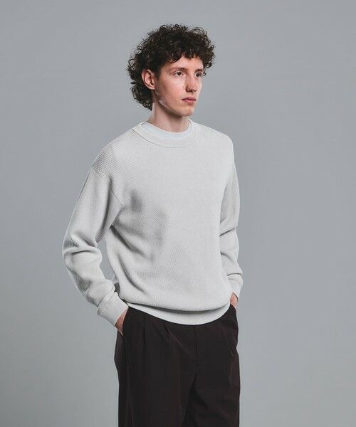 green label relaxing / グリーンレーベル リラクシング ニット・セーター | フェード アゼ クルーネック ニット（LT.GRAY）