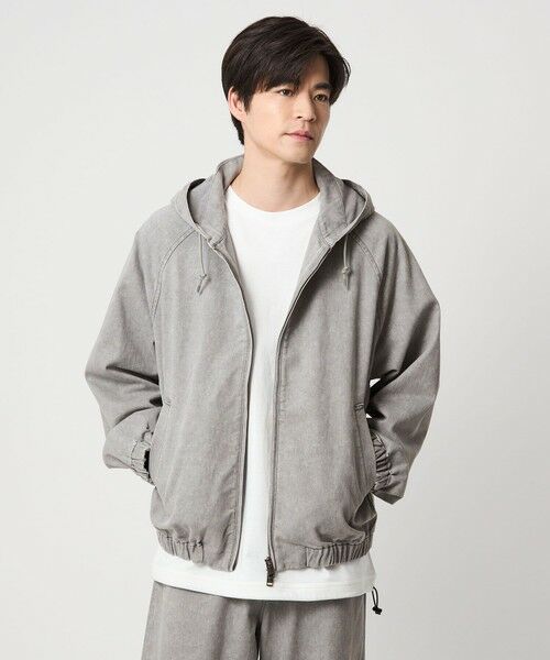 green label relaxing / グリーンレーベル リラクシング その他アウター | プリント バイオ フード ブルゾン（MD.GRAY）