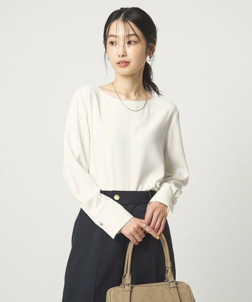 green label relaxing / グリーンレーベル リラクシング シャツ・ブラウス | クルーネック ブラウス 2 マシンウォッシャブル UVカット（WHITE）