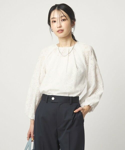 green label relaxing / グリーンレーベル リラクシング シャツ・ブラウス | カットジャガード ブラウス | 詳細1