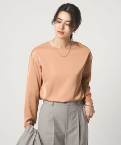 サテン ドッキング ラウンドヘム プルオーバー カットソー