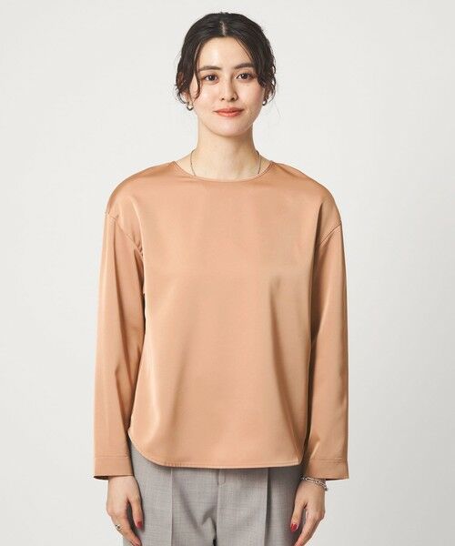 green label relaxing / グリーンレーベル リラクシング カットソー | サテン ドッキング ラウンドヘム プルオーバー カットソー | 詳細13