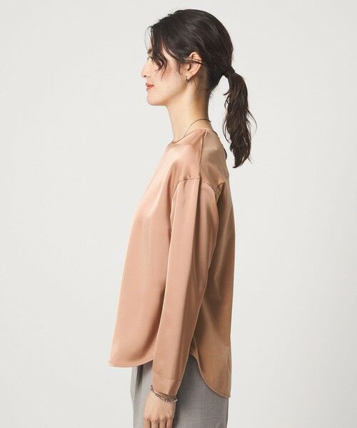 green label relaxing / グリーンレーベル リラクシング カットソー | サテン ドッキング ラウンドヘム プルオーバー カットソー | 詳細14