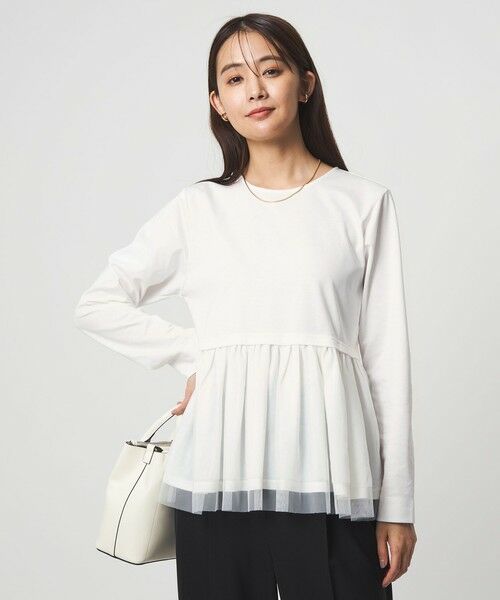 green label relaxing / グリーンレーベル リラクシング カットソー | ティアード ペプラム プルオーバー カットソー（WHITE）