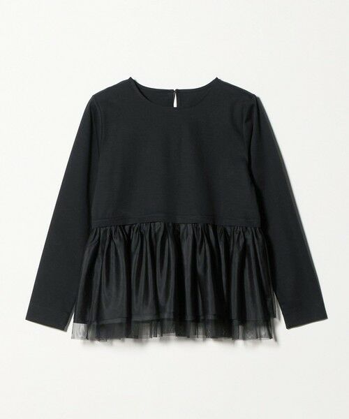 green label relaxing / グリーンレーベル リラクシング カットソー | ティアード ペプラム プルオーバー カットソー（BLACK）