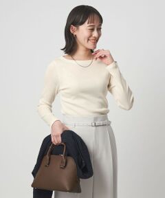 green label relaxing / グリーンレーベル リラクシング カットソー | ラメ リブ ボートネック カットソー