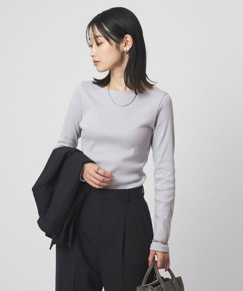 green label relaxing / グリーンレーベル リラクシング カットソー | ラメ リブ ボートネック カットソー | 詳細15