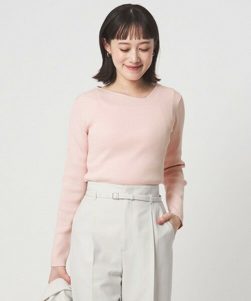 green label relaxing / グリーンレーベル リラクシング ニット・セーター | ＜1_OF MINE＞リブ アシンメトリー ネック プルオーバー ニット（LT.PINK）
