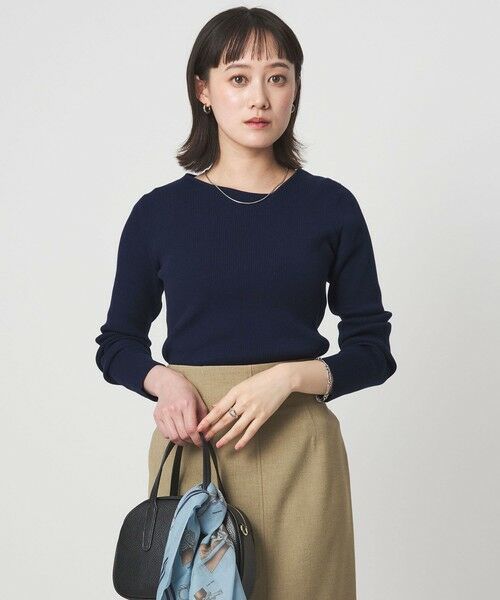 green label relaxing / グリーンレーベル リラクシング ニット・セーター | ＜1_OF MINE＞リブ アシンメトリー ネック プルオーバー ニット（NAVY）