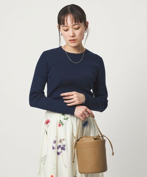 green label relaxing / グリーンレーベル リラクシング ニット・セーター | ＜1_OF MINE＞リブ クルーネック プルオーバー ニット ウォッシャブル（NAVY）