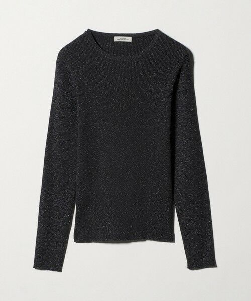 green label relaxing / グリーンレーベル リラクシング ニット・セーター | ラメ リブ クルーネック ニット プルオーバー（DK.GRAY）