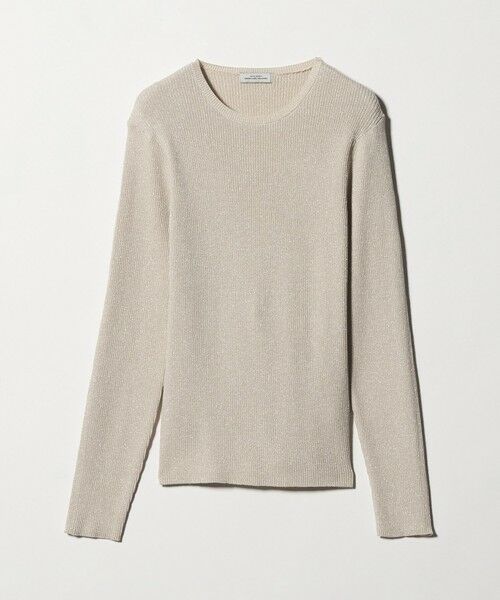 green label relaxing / グリーンレーベル リラクシング ニット・セーター | ラメ リブ クルーネック ニット プルオーバー（NATURAL）