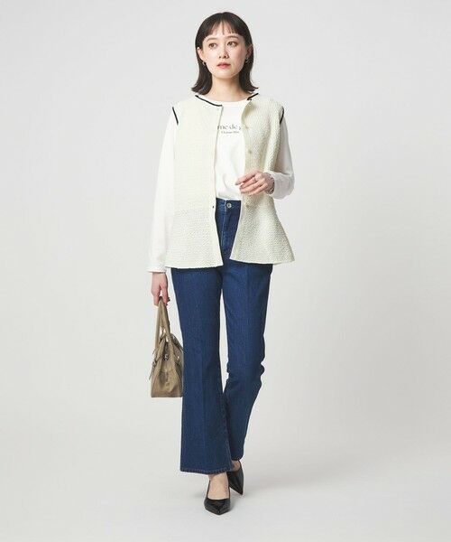 green label relaxing / グリーンレーベル リラクシング ベスト | パイピング ペプラム ニット ジレ | 詳細7