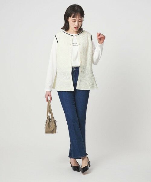 green label relaxing / グリーンレーベル リラクシング ベスト | パイピング ペプラム ニット ジレ | 詳細8