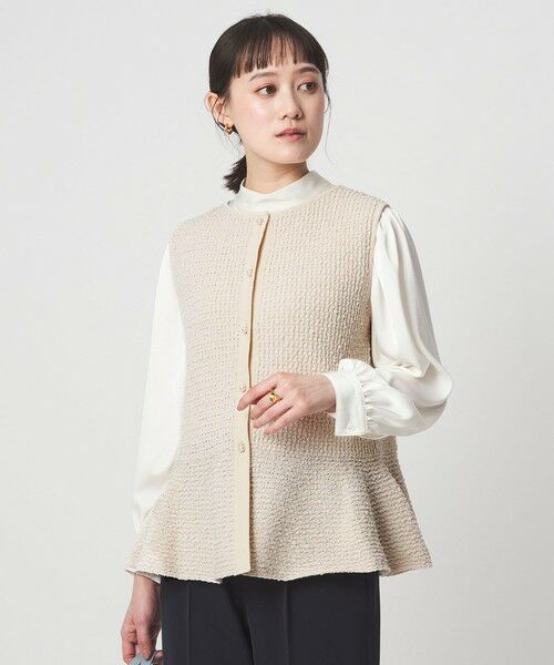 green label relaxing / グリーンレーベル リラクシング ベスト | パイピング ペプラム ニット ジレ | 詳細16