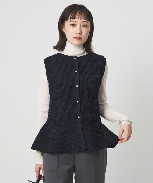 green label relaxing / グリーンレーベル リラクシング ベスト | パイピング ペプラム ニット ジレ | 詳細24