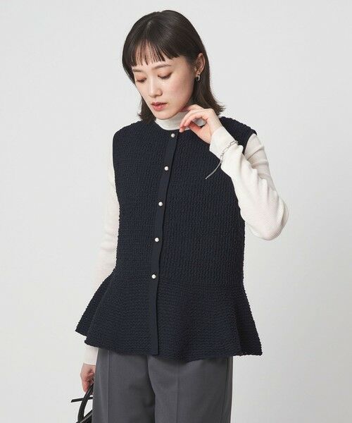 green label relaxing / グリーンレーベル リラクシング ベスト | パイピング ペプラム ニット ジレ | 詳細25