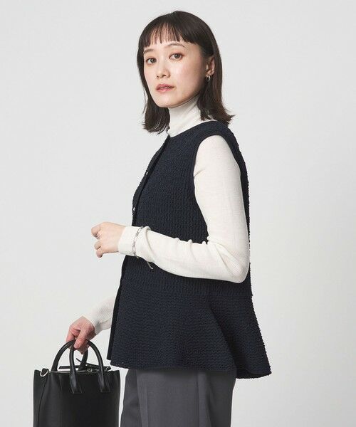 green label relaxing / グリーンレーベル リラクシング ベスト | パイピング ペプラム ニット ジレ | 詳細26