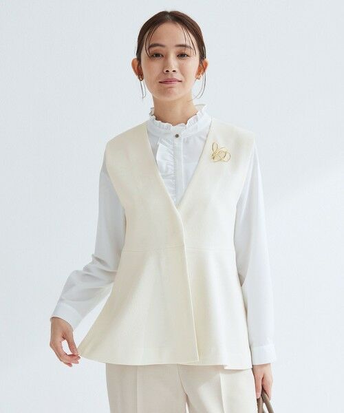 green label relaxing / グリーンレーベル リラクシング ベスト | ［size SHORTあり］フルリー ペプラム ジレ | 詳細4