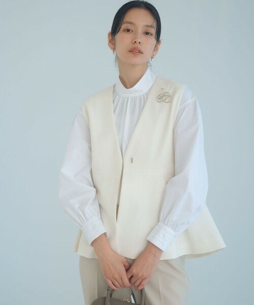 green label relaxing / グリーンレーベル リラクシング ベスト | ［size SHORTあり］フルリー ペプラム ジレ（OFF WHITE）