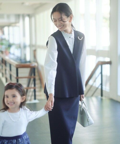 green label relaxing / グリーンレーベル リラクシング ベスト | ［size SHORTあり］フルリー ペプラム ジレ（NAVY）