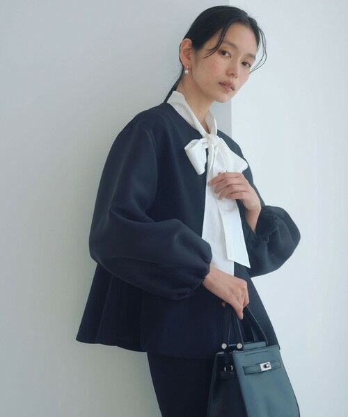 green label relaxing / グリーンレーベル リラクシング ノーカラージャケット | ［size SHORTあり］フルリー フォルム ジャケット（NAVY）