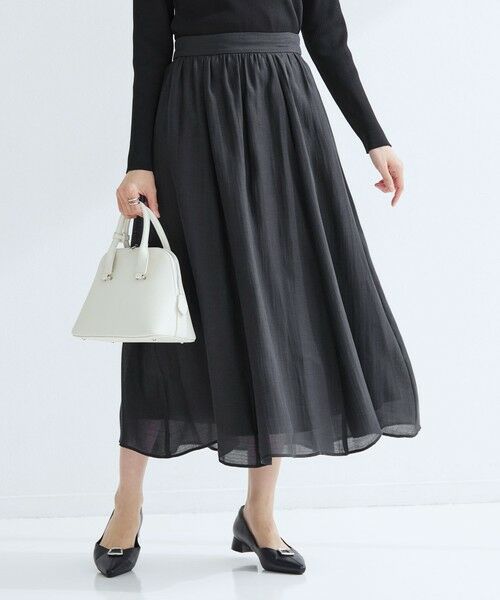 green label relaxing / グリーンレーベル リラクシング ロング・マキシ丈スカート | ［size SHORTあり］エアリーギャザー スカート（NAVY）