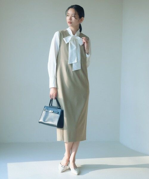 green label relaxing / グリーンレーベル リラクシング ロング・マキシ丈ワンピース | ［size SHORTあり］フルリー ジャンパースカート（BEIGE）