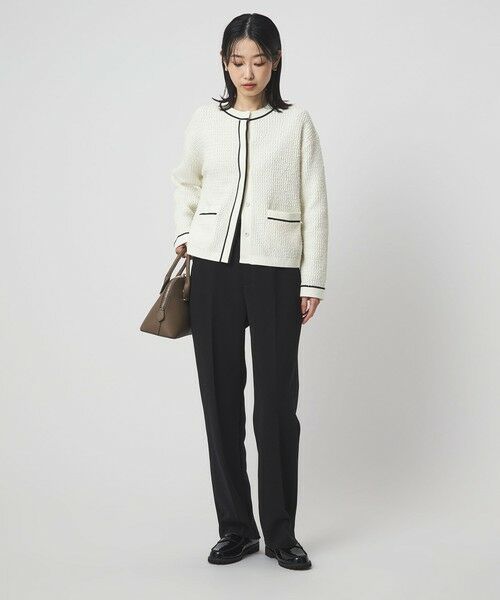 green label relaxing / グリーンレーベル リラクシング カーディガン・ボレロ | パイピング ノーカラー ニット カーディガン | 詳細4