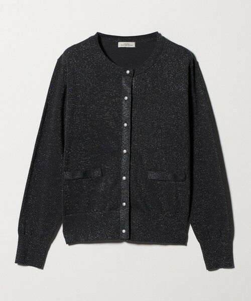 green label relaxing / グリーンレーベル リラクシング カーディガン・ボレロ | ラメ クルーネック ニット カーディガン（DK.GRAY）