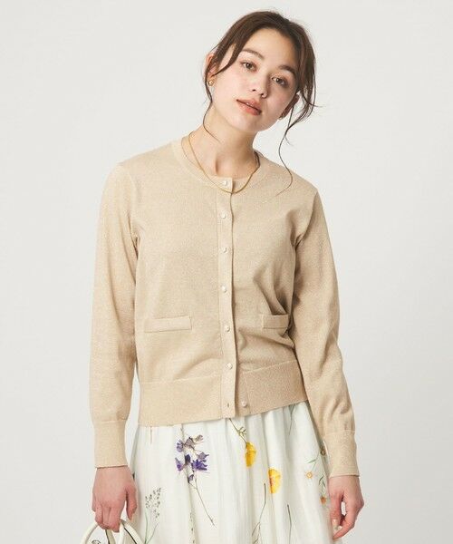 green label relaxing / グリーンレーベル リラクシング カーディガン・ボレロ | ラメ クルーネック ニット カーディガン | 詳細12