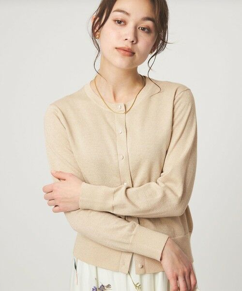 green label relaxing / グリーンレーベル リラクシング カーディガン・ボレロ | ラメ クルーネック ニット カーディガン | 詳細13