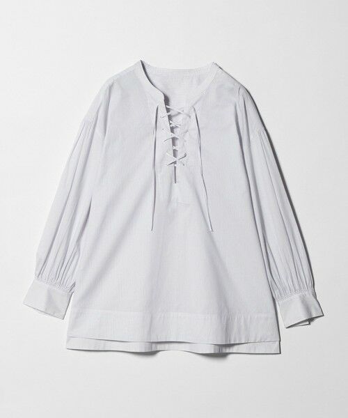 green label relaxing / グリーンレーベル リラクシング シャツ・ブラウス | レースアップ ブラウス（OFF WHITE）
