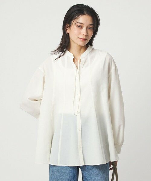 green label relaxing / グリーンレーベル リラクシング シャツ・ブラウス | ［size SHORTあり］ミルフィーユ フレア ブラウス（OFF WHITE）