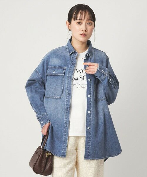 green label relaxing / グリーンレーベル リラクシング シャツ・ブラウス | 【別注】＜Healthy DENIM＞Almond ミドル デニム シャツ（COBALT）