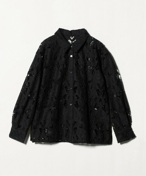green label relaxing / グリーンレーベル リラクシング シャツ・ブラウス | レース シャツ（BLACK）