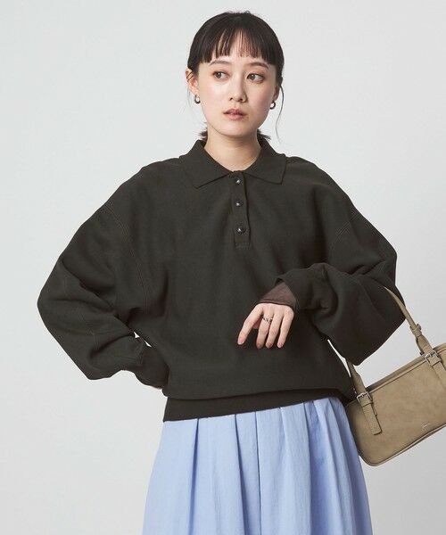 green label relaxing / グリーンレーベル リラクシング スウェット | ポロカラー スウェット（DK.GRAY）