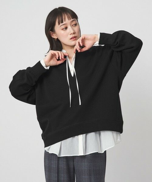 green label relaxing / グリーンレーベル リラクシング カットソー | 【WEB限定】＜at ease＞ダブルフェイス 裏起毛 プルオーバー カットソー（BLACK）