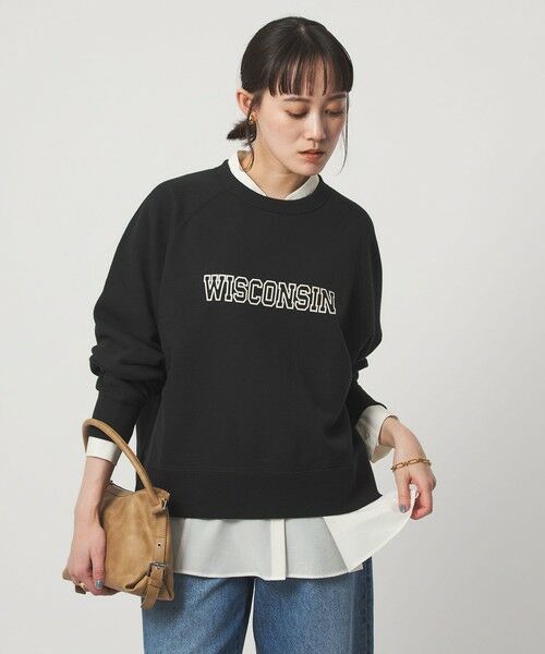 green label relaxing / グリーンレーベル リラクシング スウェット | 【別注】＜Champion＞プリント スウェット プルオーバー（BLACK）