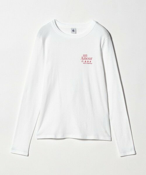green label relaxing / グリーンレーベル リラクシング カットソー | 【別注】＜PETIT BATEAU＞ロングスリーブ プリント Tシャツ（OFF WHITE）